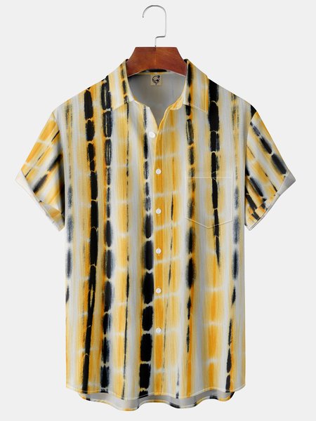 Tie Dye Pocket Short Sleeve Shirt, Khaki, Short Sleeve Shirts