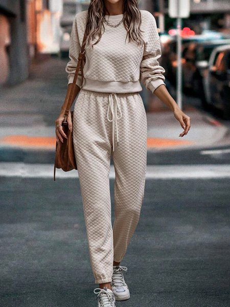 Small diamond cotton clip loose sports sweatshirt pants set, Apricot, Suit Set
Small diamond cotton clip loose sports sweatshirt pants set, Apricot, Suit Set