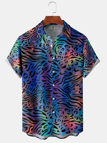 Leopard Gradient Color Chest Pocket Short Sleeve Shirt Resort Style Hawaii Series Lapel Top, Blue, Short Sleeve Shirts
Leopard Gradient Color Chest Pocket Short Sleeve Shirt Resort Style Hawaii Series Lapel Top, Blue, Short Sleeve Shirts
