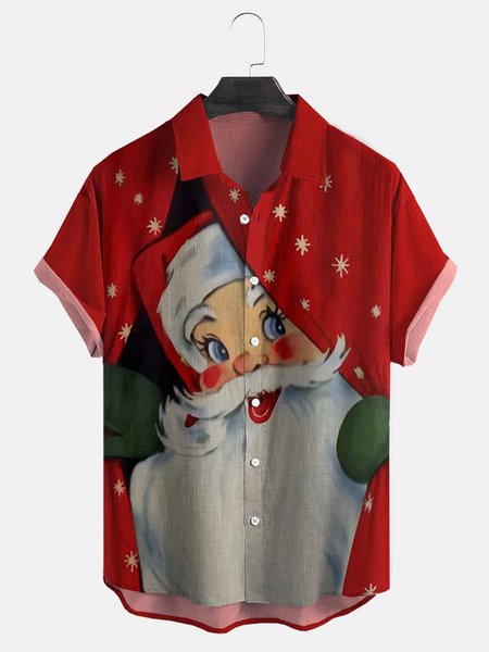 Santa Stripe Short Sleeve Shirt Casual Style Cotton Linen Lapel Top, Red, Short Sleeve Shirts
Santa Stripe Short Sleeve Shirt Casual Style Cotton Linen Lapel Top, Red, Short Sleeve Shirts