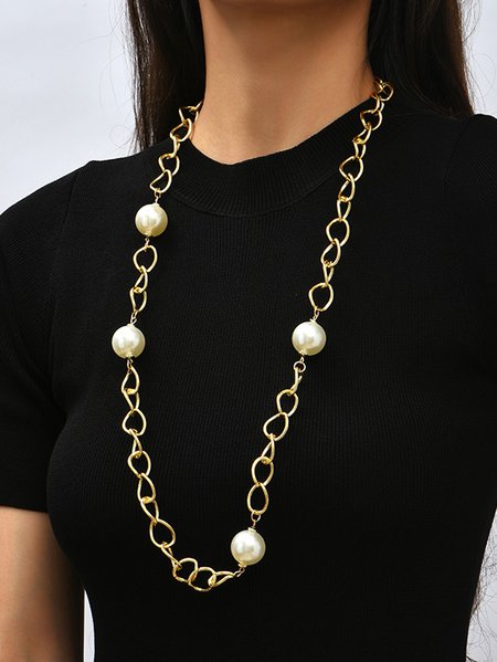 Banquet Party Golden Pearl Chain Long Necklace Autumn and Winter Sweater Chain Festive Party Matching, Necklaces
Banquet Party Golden Pearl Chain Long Necklace Autumn and Winter Sweater Chain Festive Party Matching, Necklaces