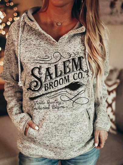Loose Hoodie Casual Text Letters Sweatshirts, Gray, Hoodies & Sweatshirts