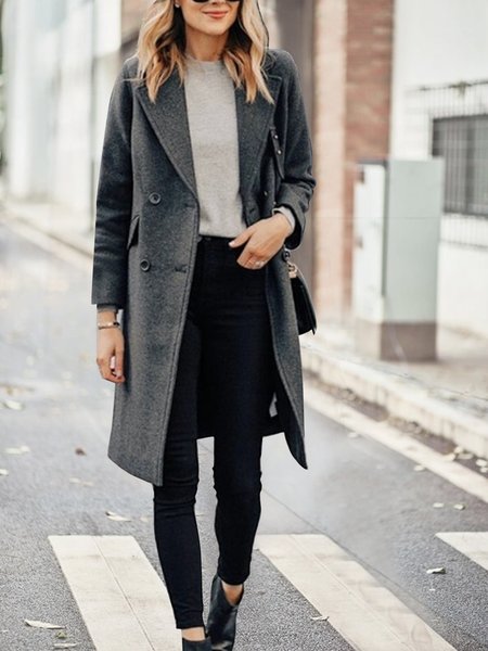 Plain lapel urban suit coat, Gray, Coats
Plain lapel urban suit coat, Gray, Coats