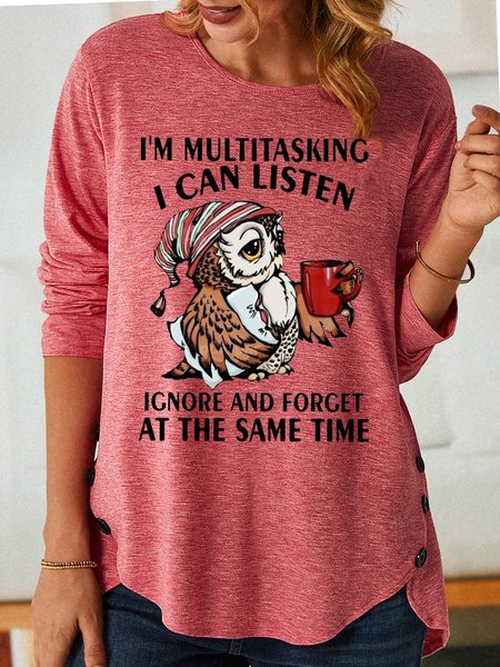 Women's I'm Multitasking Funny Casual Owls Crew Neck Long Sleeve Top, Pink, Long sleeves
Women's I'm Multitasking Funny Casual Owls Crew Neck Long Sleeve Top, Pink, Long sleeves
