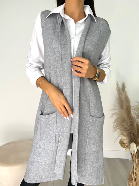 Casual Others Wool/Knitting Vest, Gray, Outerwear