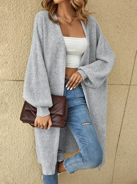 Wool/Knitting Casual Plain Sweater Coat, Gray, Cardigans