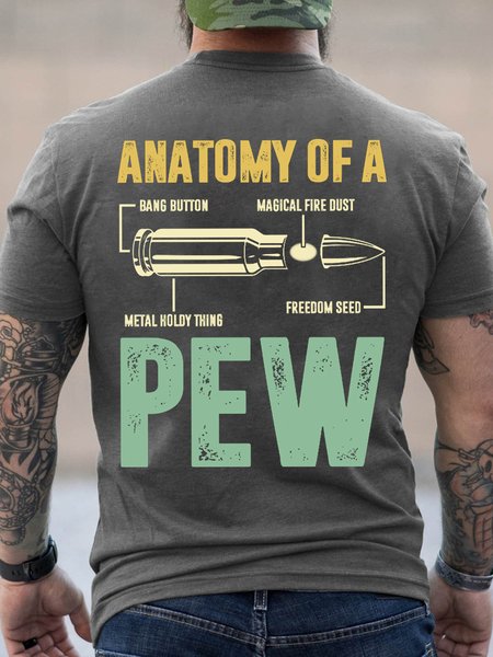 Men's Anatomy Of A Pew Funny Text Letters Cotton T-Shirt, Deep gray, T-shirts