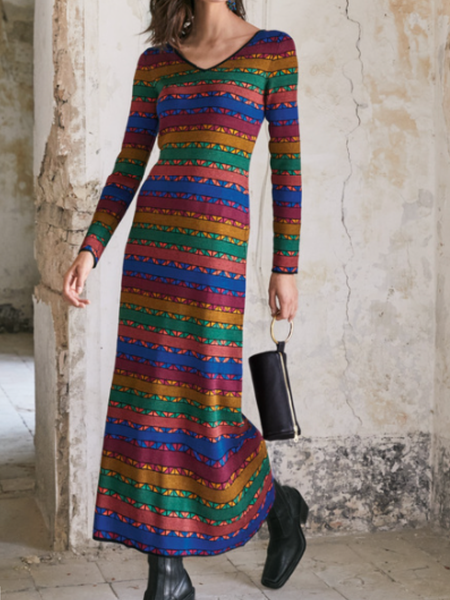 Casual Geometric Regular Fit Dresses, Multicolor, Dresses