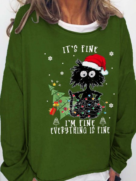 Women Merry Christmas I’m Fine Tree Black Cat Loose Crew Neck Sweatshirt, Green, Hoodies&Sweatshirts
Women Merry Christmas I’m Fine Tree Black Cat Loose Crew Neck Sweatshirt, Green, Hoodies&Sweatshirts