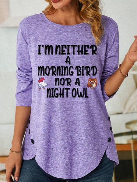 Lilicloth X Hynek Rajtr I'm Neither A Morning Bird Nor A Night Owl Women's Long Sleeve T-Shirt, Purple, Long sleeves 
Lilicloth X Hynek Rajtr I'm Neither A Morning Bird Nor A Night Owl Women's Long Sleeve T-Shirt, Purple, Long sleeves