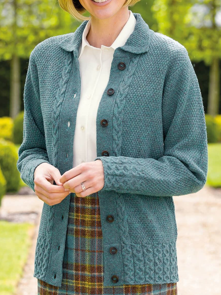 Casual Shawl Collar Plain Loose Sweater Coat, Mint, Outerwear