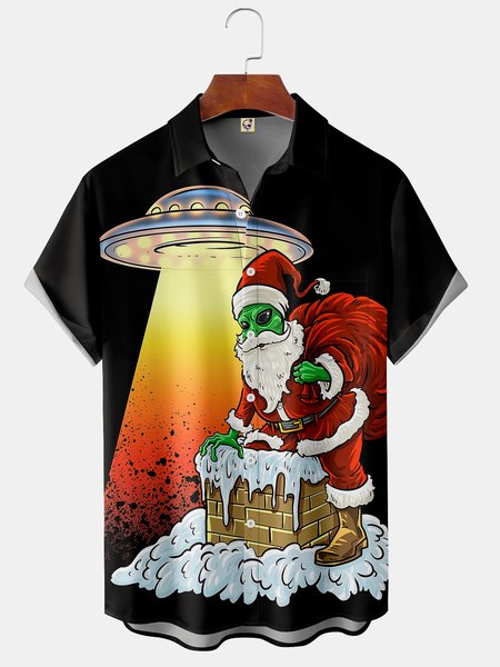 Christmas Alien Chest Pocket Short Sleeve Hawaiian Shirt, Black, Short Sleeve Shirts
Christmas Alien Chest Pocket Short Sleeve Hawaiian Shirt, Black, Short Sleeve Shirts