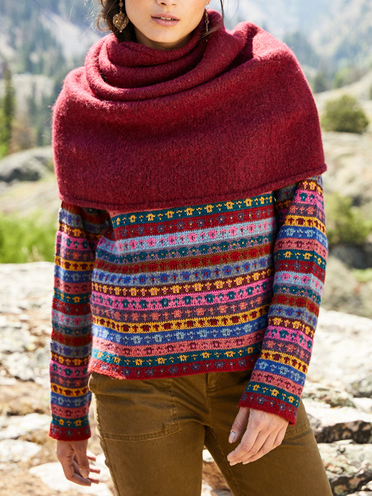 Yarn/Wool Yarn Ethnic Crew Neck Sweater, Multicolor, Sweaters & Cardigans