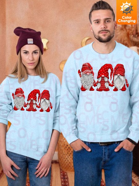 Unisex Funny Christmas Gnomes UV Color Changing Sweatshirt, Blue, Hoodies&Sweatshirts