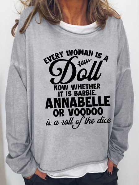 Women's Funny Every Women Is A Doll Text Letters Crew Neck Casual Sweatshirt, Light gray, Hoodies&Sweatshirts
Women's Funny Every Women Is A Doll Text Letters Crew Neck Casual Sweatshirt, Light gray, Hoodies&Sweatshirts