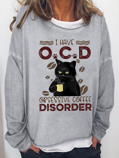 Women's Funny I Have Ocd Obsessive Coffee Disorder Black Cat Graphic Crew Neck Sweatshirt, Light gray, Hoodies&Sweatshirts
Women's Funny I Have Ocd Obsessive Coffee Disorder Black Cat Graphic Crew Neck Sweatshirt, Light gray, Hoodies&Sweatshirts