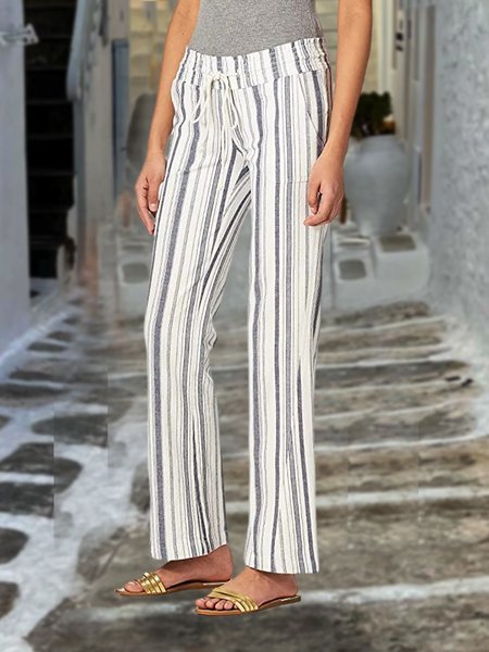 Loose Geometric Casual Pants, Multicolor, Pants