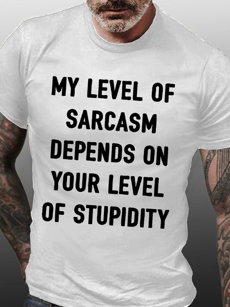 Men's My Level Of Sarcasm Funny Text Letters Cotton Crew Neck T-Shirt, White, T-shirts
Men's My Level Of Sarcasm Funny Text Letters Cotton Crew Neck T-Shirt, White, T-shirts