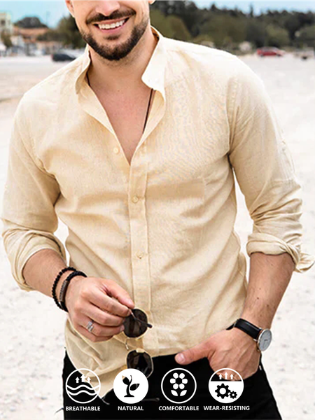 Plain Cotton long sleeve shirt, As picture, Long Sleeve Shirts