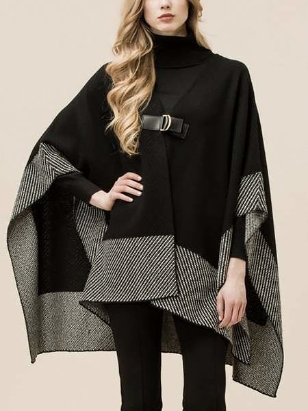 Urban Striped Loosen Cross Neck Jacket, Black, Jackets 
Urban Striped Loosen Cross Neck Jacket, Black, Jackets