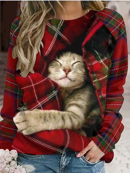 Women's Christmas Cat Crew Neck Plaid Sweatshirt, As picture, Hoodies&Sweatshirts
Women's Christmas Cat Crew Neck Plaid Sweatshirt, As picture, Hoodies&Sweatshirts