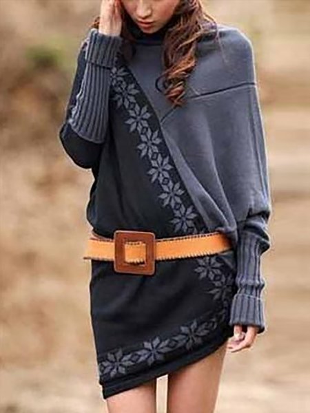 Regular Fit Yarn/Wool Yarn Boho Dresses, Purple, Dresses