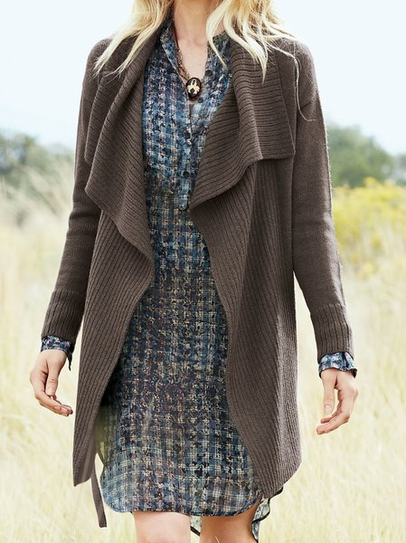 Wool/Knitting Casual Loose Overcoat, Cameo brown, Outerwear