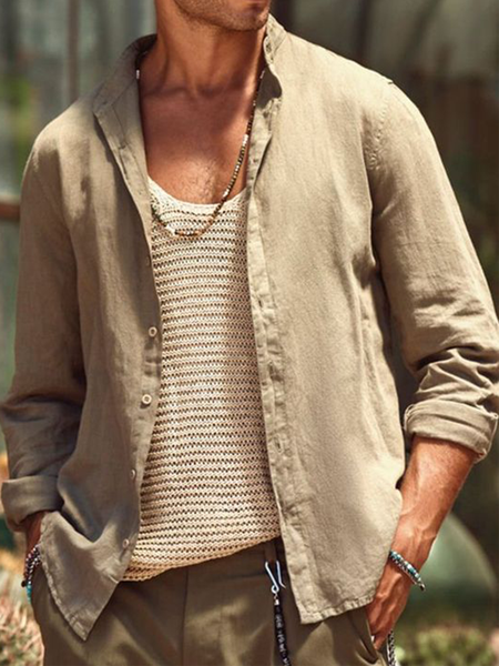 Piain cotton Long sleeve shirt, As picture, Long Sleeve Shirts