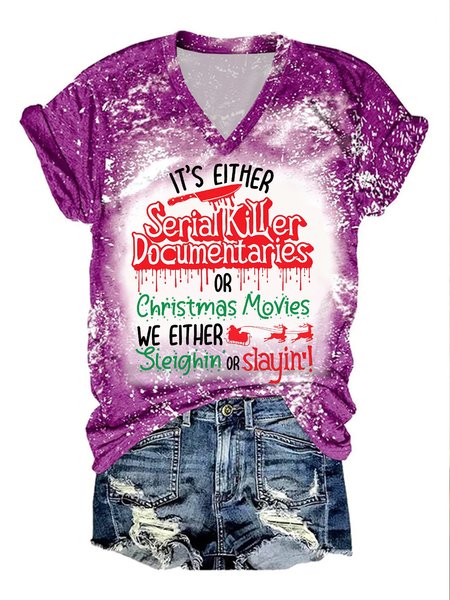 Womens Merry Christmas Horror Plot Graphic Bleach Print V Neck Cotton-Blend Loose T-Shirt, Rose red, T-shirts
Womens Merry Christmas Horror Plot Graphic Bleach Print V Neck Cotton-Blend Loose T-Shirt, Rose red, T-shirts