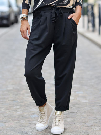 Plain Fashion Pants, Black, Pants