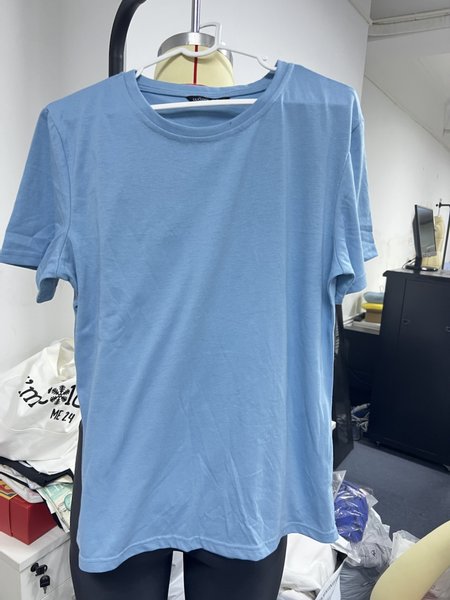 Men Casual Waterproof Oilproof And Stainproof Fabric Crew Neck T-Shirt, Light blue, T-shirts