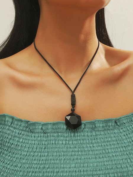 Casual Black Crystal Obsidian Geometric Necklace Ethnic Vintage Pendant Jewelry, Necklaces
Casual Black Crystal Obsidian Geometric Necklace Ethnic Vintage Pendant Jewelry, Necklaces