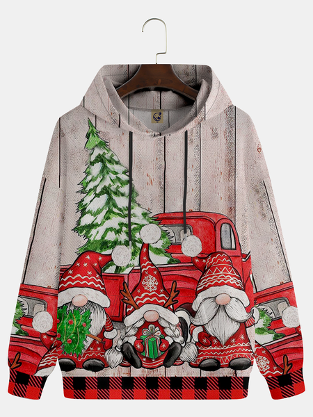 Gnome Santa Car Tree Hoodie Sweatshirt, Red, Hoodies&Sweatshirts
