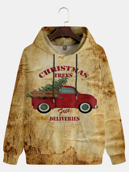 Car Christmas Tree Hoodie Sweatshirt, Brown, Hoodies&Sweatshirts