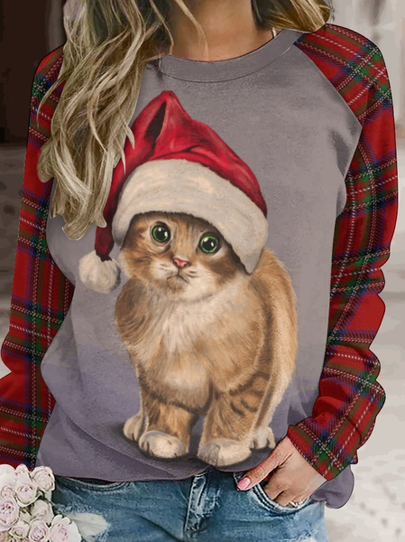 Womens Casual Crew Neck Christmas Cat Plaid Sweatshirt, As picture, Hoodies&Sweatshirts
Womens Casual Crew Neck Christmas Cat Plaid Sweatshirt, As picture, Hoodies&Sweatshirts