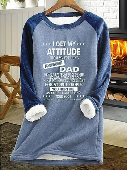 Casual Loose Text Letters Sweatshirt, Blue, Sweatshirts & Hoodies