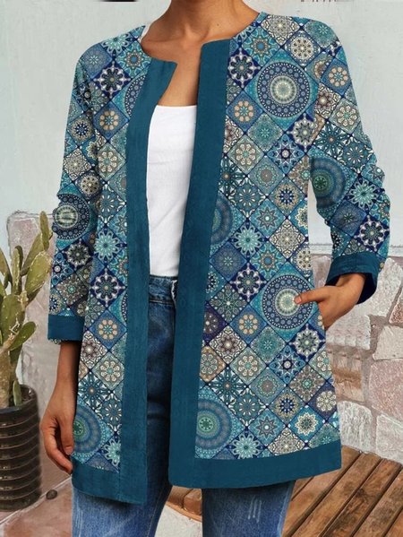 Crew Neck Geometric Loose Other Coat, Blue, Cardigans
Crew Neck Geometric Loose Other Coat, Blue, Cardigans