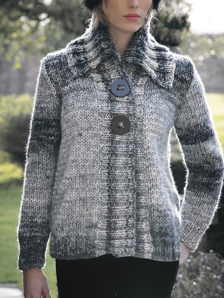 Casual Loose Sweater Coat, Gray, Outerwear