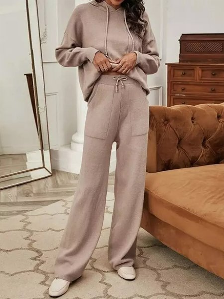 Ladies Fashion Casual Hooded Drawstring Pocket Design Two-Piece Set, Khaki, Suit Set
Ladies Fashion Casual Hooded Drawstring Pocket Design Two-Piece Set, Khaki, Suit Set