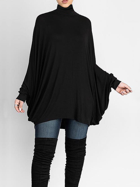 Loose High Elasticity Turtleneck Long sleeve Urban Mid-long Top, Black, Blouses and Shirts
Loose High Elasticity Turtleneck Long sleeve Urban Mid-long Top, Black, Blouses and Shirts
