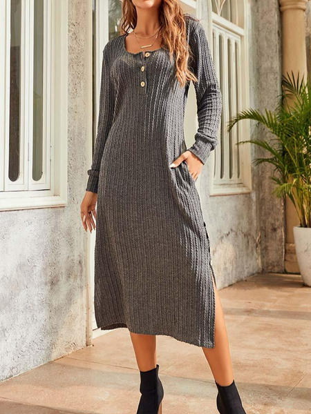 Urban Crew Neck Dresses, Gray, Dresses