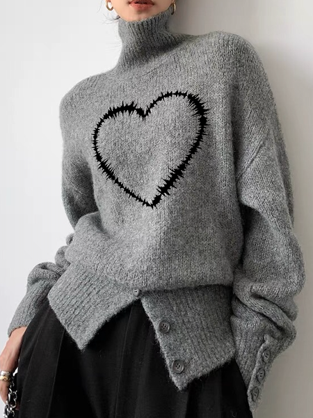 High Elasticity Turtleneck Long sleeve Heart/Cordate Urban Sweater, Gray, Pullovers
High Elasticity Turtleneck Long sleeve Heart/Cordate Urban Sweater, Gray, Pullovers