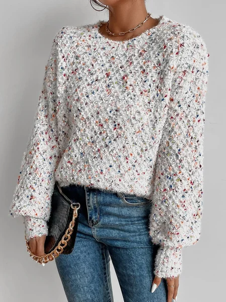 Wool/Knitting Ombre Crew Neck Sweater, White, Sweaters & Cardigans