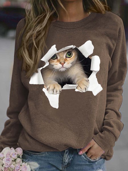 Women Cat Animal Pattern Loose Crew Neck Casual Sweatshirt, Brown, Hoodies&Sweatshirts
Women Cat Animal Pattern Loose Crew Neck Casual Sweatshirt, Brown, Hoodies&Sweatshirts