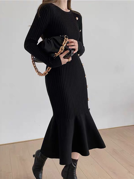 High Elasticity Tight Plain Crew Neck Long sleeve Elegant Long Dress, Black, Maxi Dresses
High Elasticity Tight Plain Crew Neck Long sleeve Elegant Long Dress, Black, Maxi Dresses