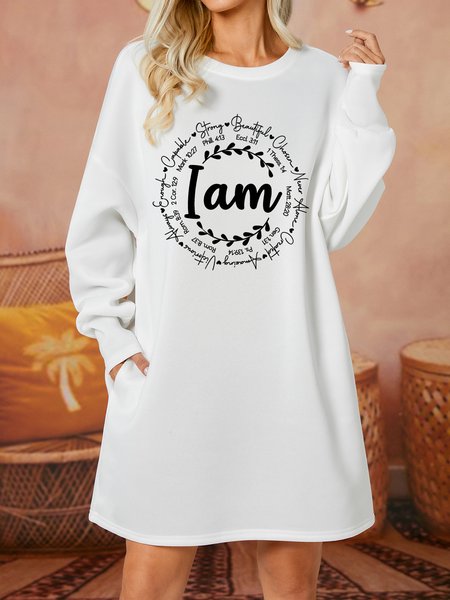 Funny Word I am Inspiration Casual Text Letters Crew Neck Sweatshirt Dress, White, Dresses
Funny Word I am Inspiration Casual Text Letters Crew Neck Sweatshirt Dress, White, Dresses