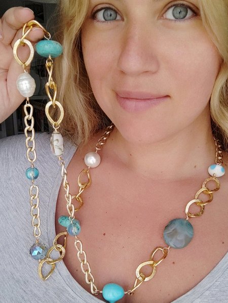 Boho Chain Natural Turquoise Pearl Necklace Sweater Chain Ethnic Vintage Jewelry, As picture, Necklaces
Boho Chain Natural Turquoise Pearl Necklace Sweater Chain Ethnic Vintage Jewelry, As picture, Necklaces