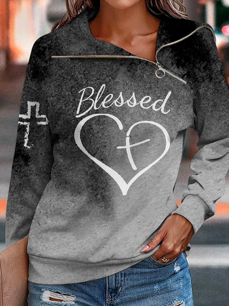 Loose Casual Asymmetrical Sweatshirt, Black, Sweatshirts & Hoodies