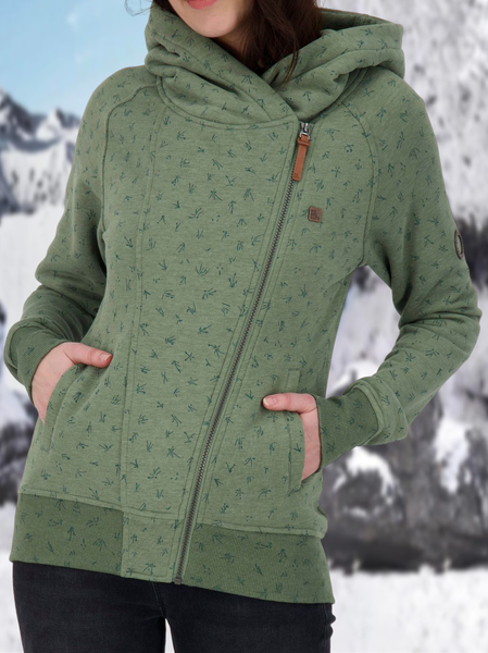 Casual Floral Hoodie Regular Fit Hoodie Jacket, Green, Outerwear