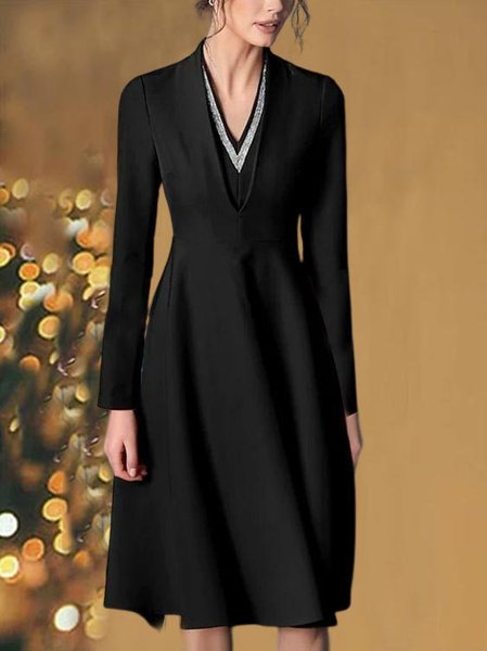 Plain Regular Fit Urban Dress, Black, Dresses